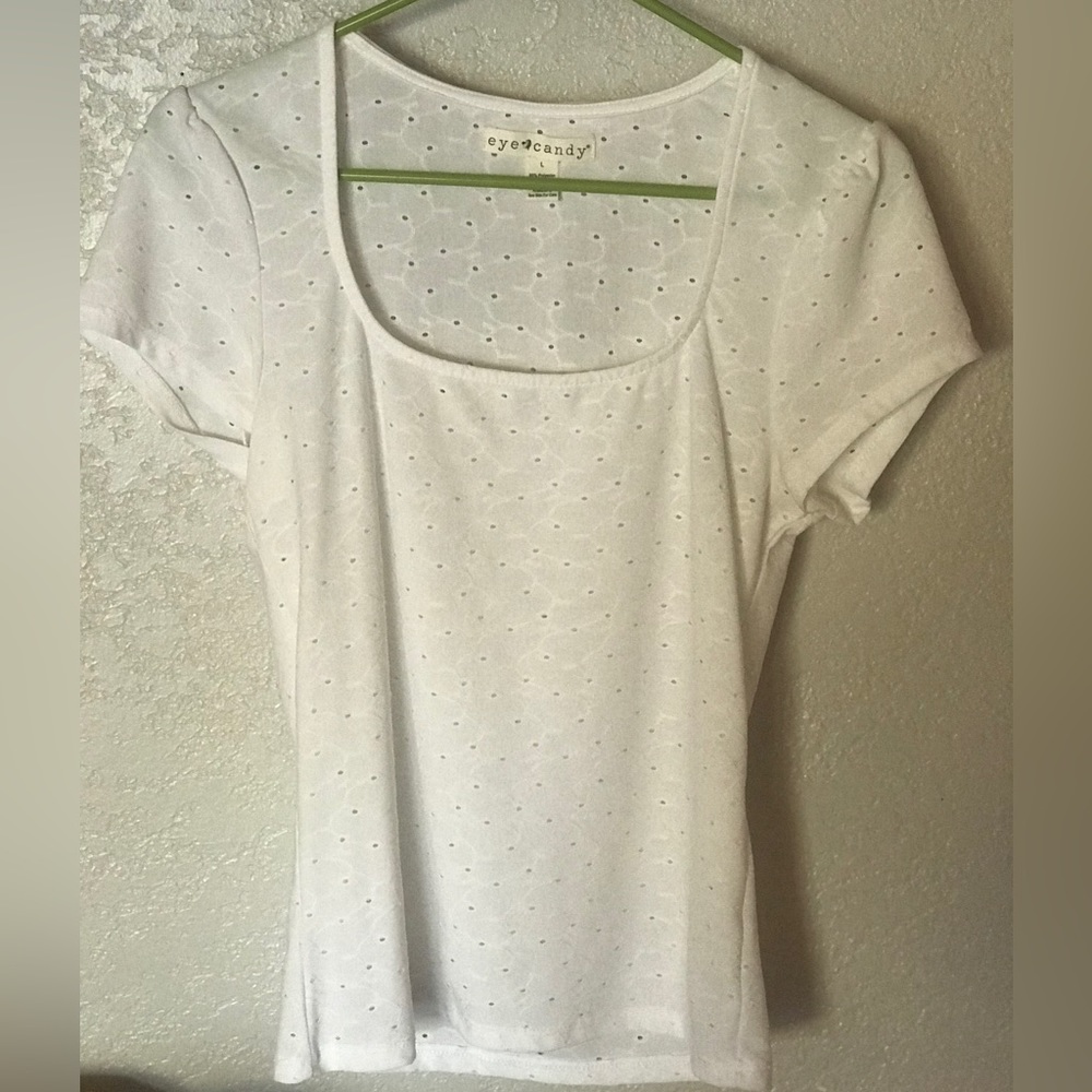 Eye Candy eyelet square neck blouse